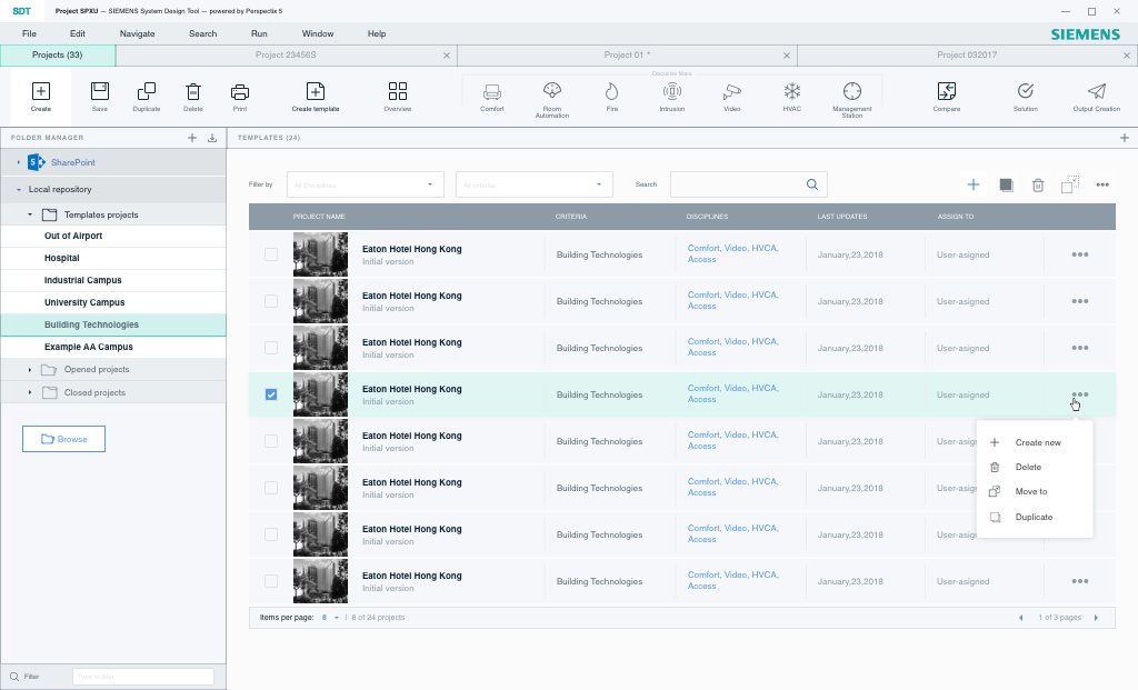 SDT - Projects view 
